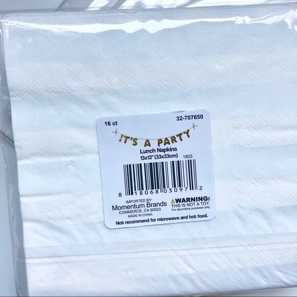 3/$20 NEW White Gold Silver Party Metallic Holigraphic Striped Paper Napkins s/3 - Picture 3 of 5